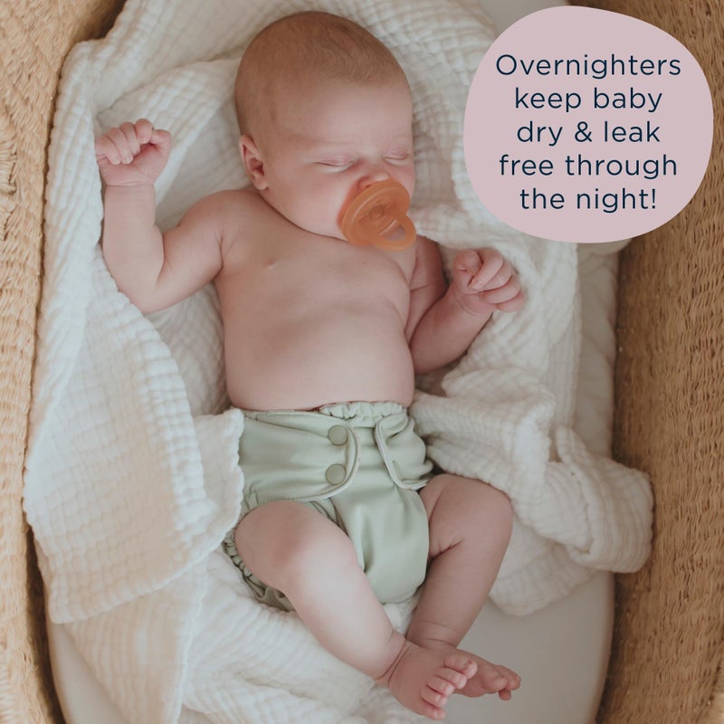 Esembly Overnighters - Organic Cotton Cloth Diaper Booster Inserts with Stay-Dry Fleece - Reusable Nighttime Absorbency Doublers for Heavy Wetters - One Size, Pack of 4 - Image 4